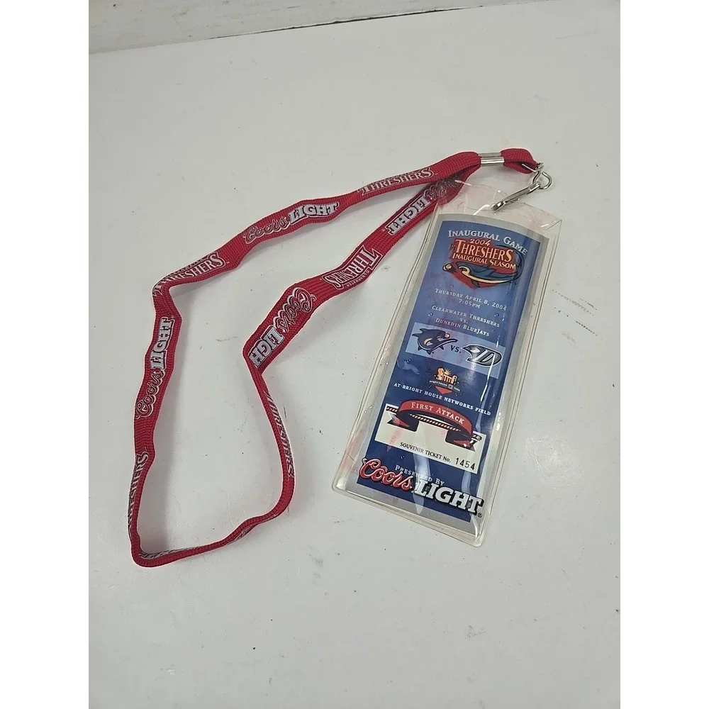 Clearwater Threshers Inaugural Game 2004 Minor League Baseball Ticket & Lanyard